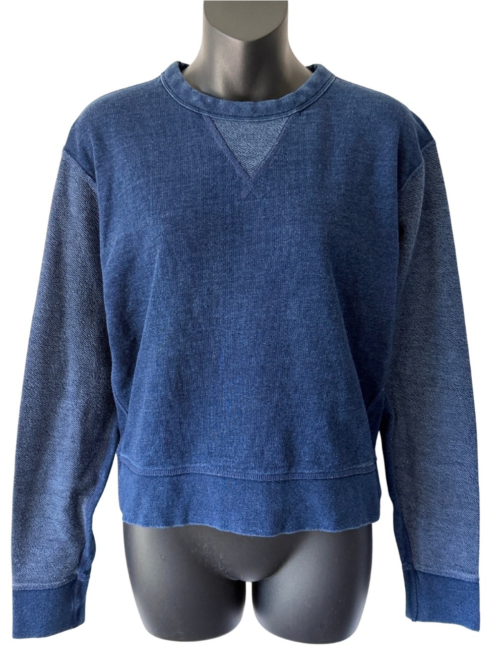rag & bone Navy Blue Denim Crewneck Pullover Sweatshirt Womens XS Washed Cotton